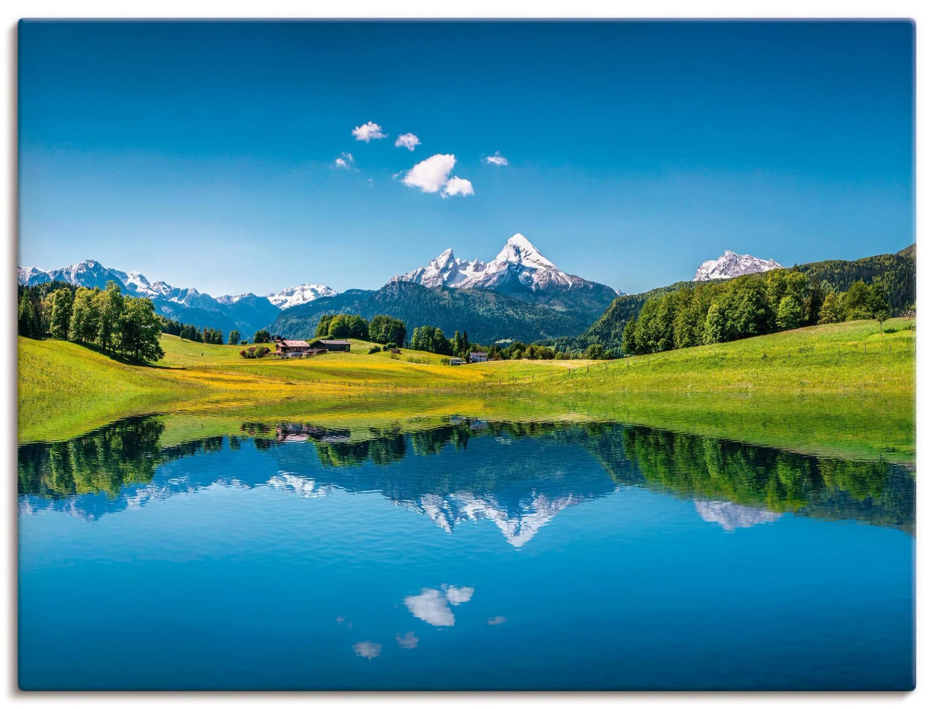 ARTLAND Leinwandbild Landschaft in den Alpen Blau