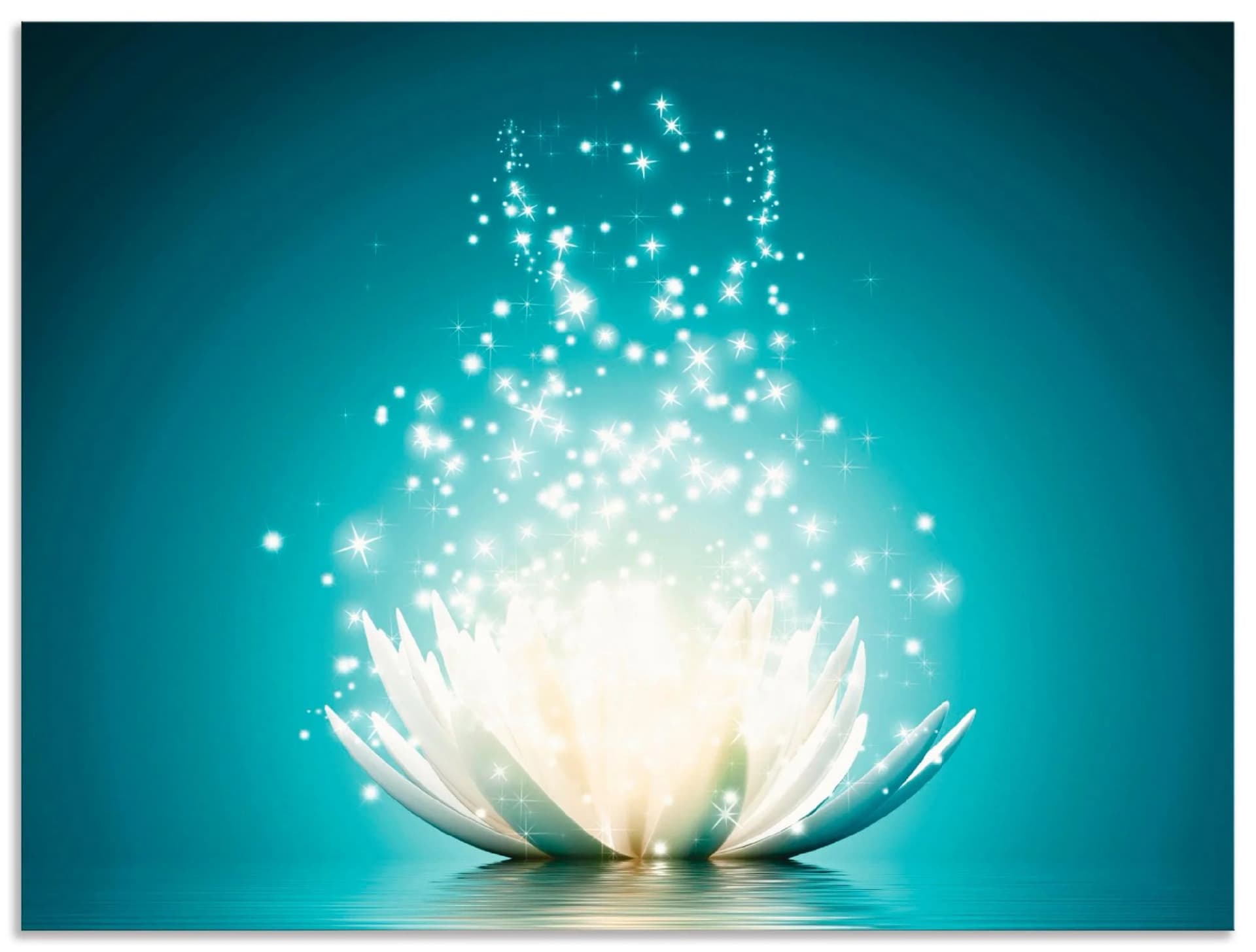 Wandbild ARTLAND Magie der Lotus-Blume Blau Alu-Dibond-Druck