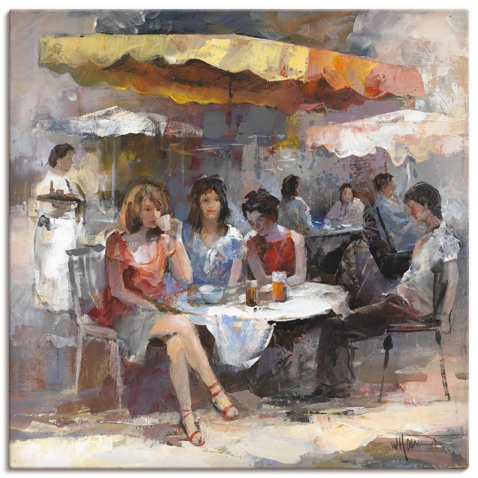 Artland Leinwandbild Damen im Café II Leinwandbild