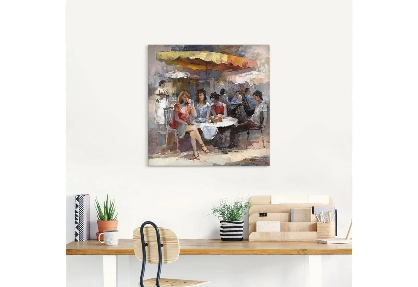 Artland Leinwandbild Damen im Café II auf Holzrahmen
