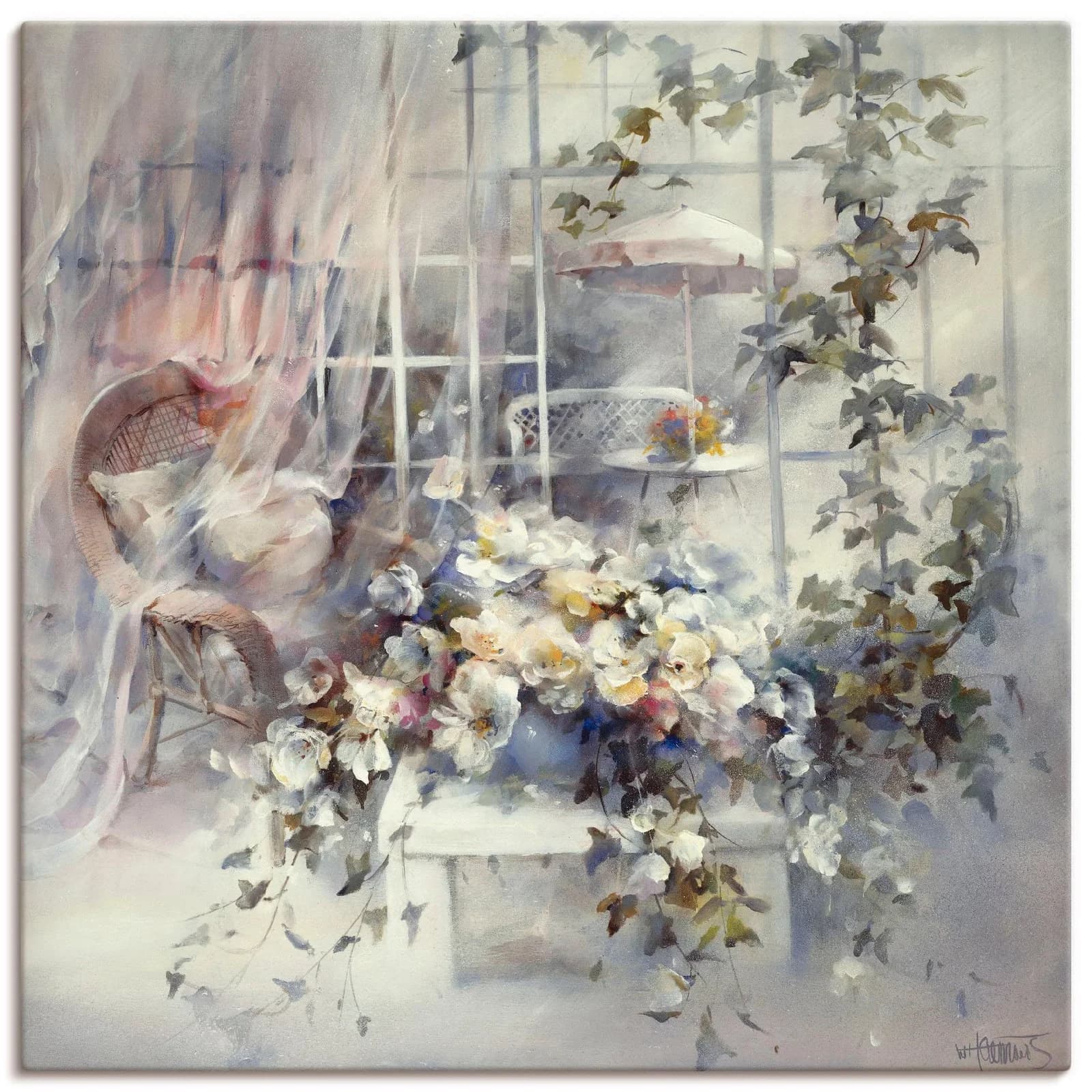 ARTLAND Wandbild Bezaubernde Moment Leinwand Weiß 100x100 cm