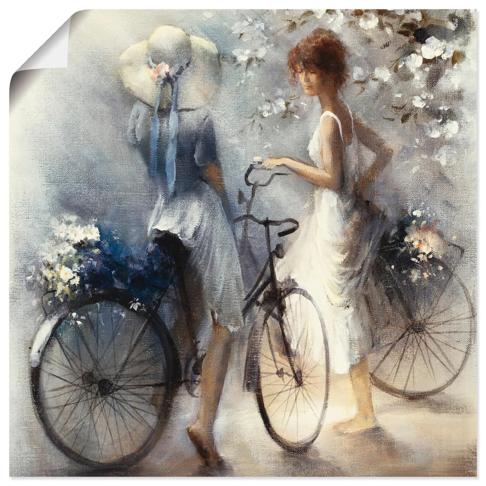 ARTLAND Wandbild Frühling III Grau 40x40 cm Leinwandbild