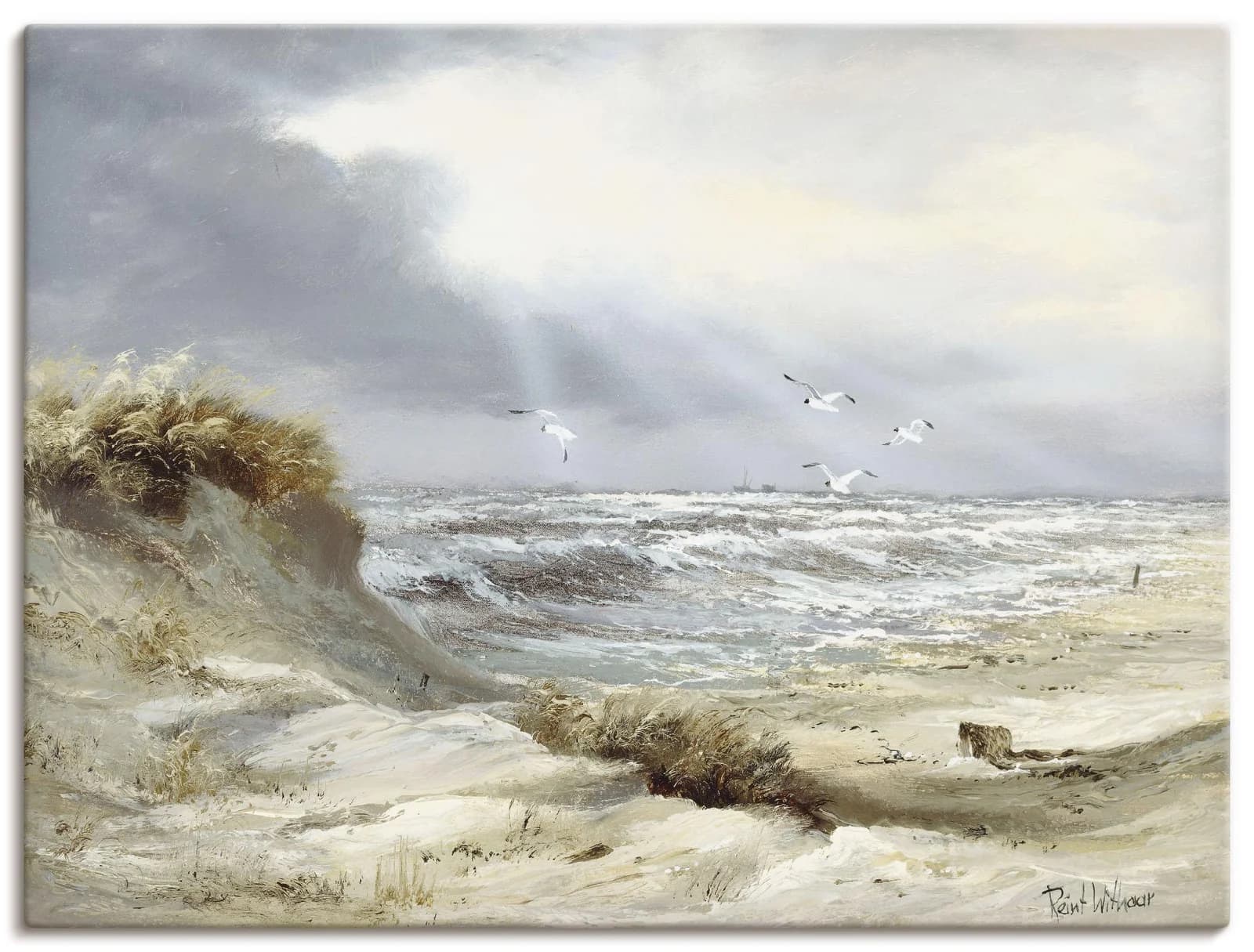 Artland Wandbild Dünen an der stürmischen See Leinwandbild
