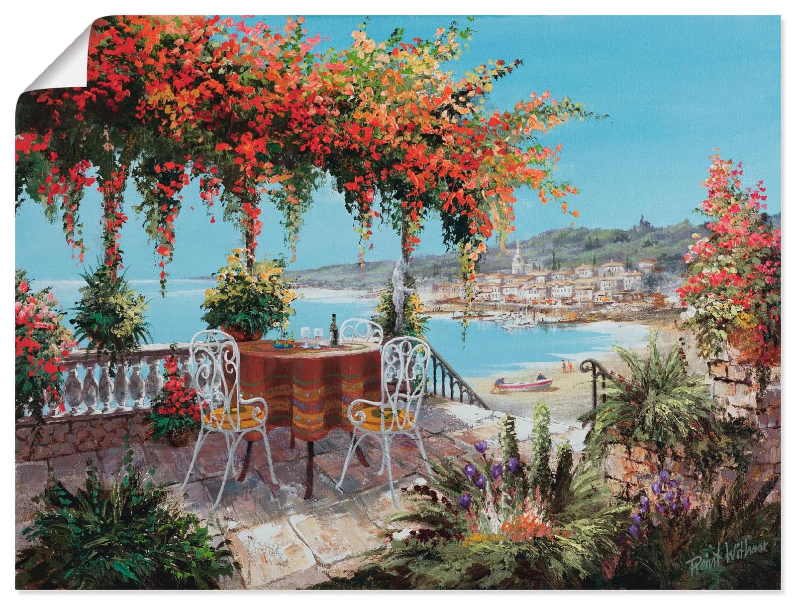 ARTLAND Wandbild „Macht mein Tag perfekt“ Blau Leinwandbild Poster 40x30cm