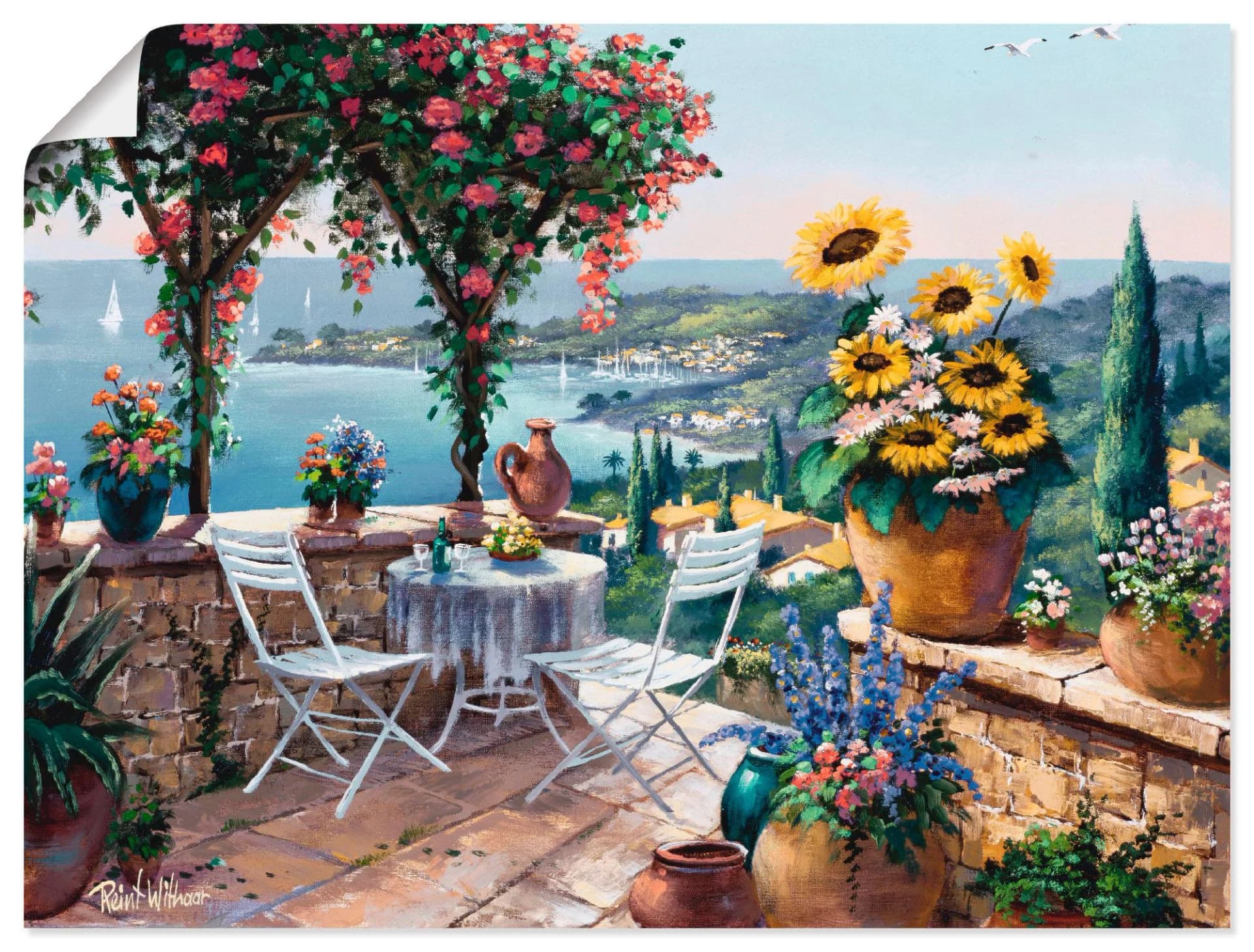 ARTLAND Wandbild Momente der Meditation Grün Leinwand Poster
