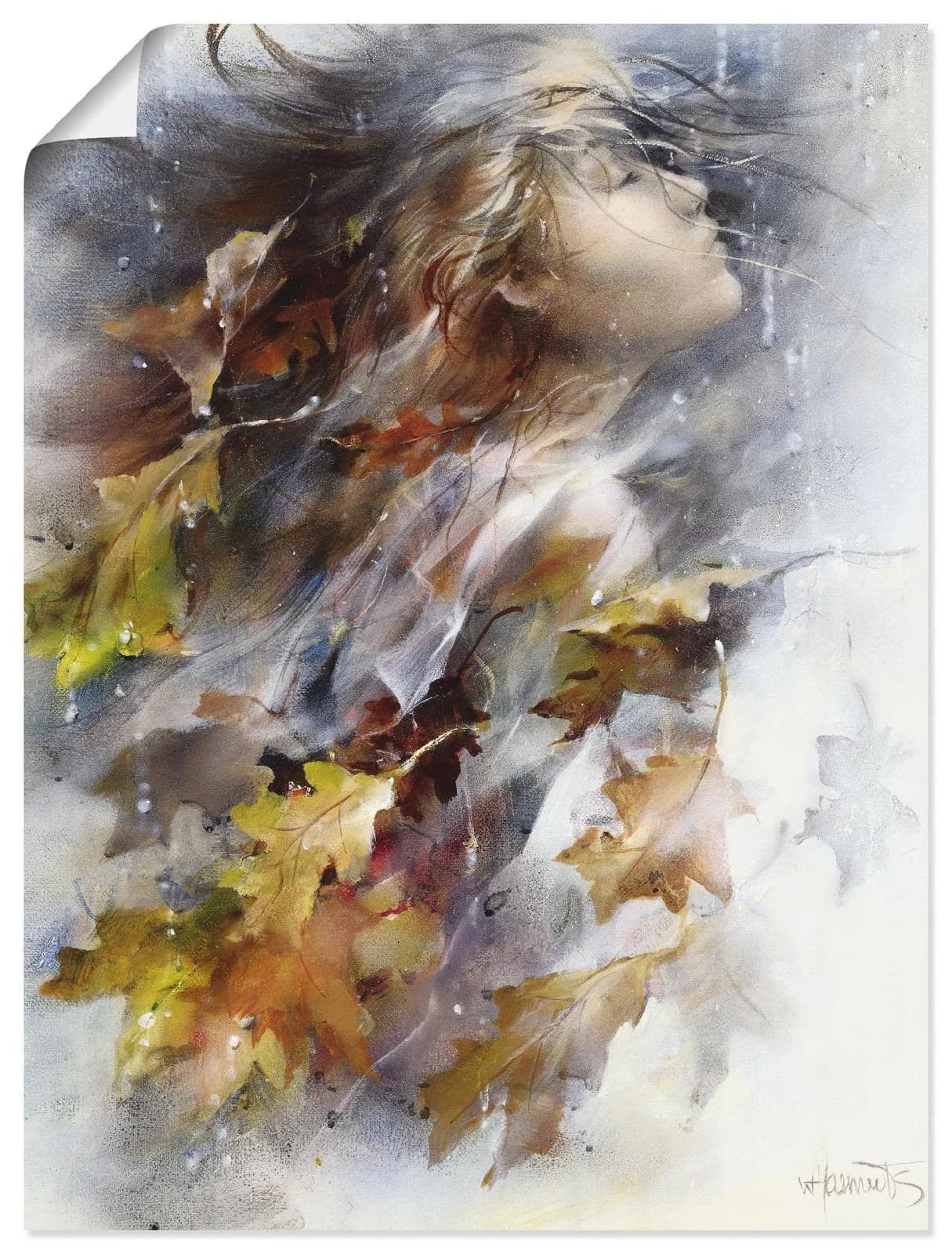 ARTLAND Wandbild Herbst Leinwandbild 60x80 cm Weiß