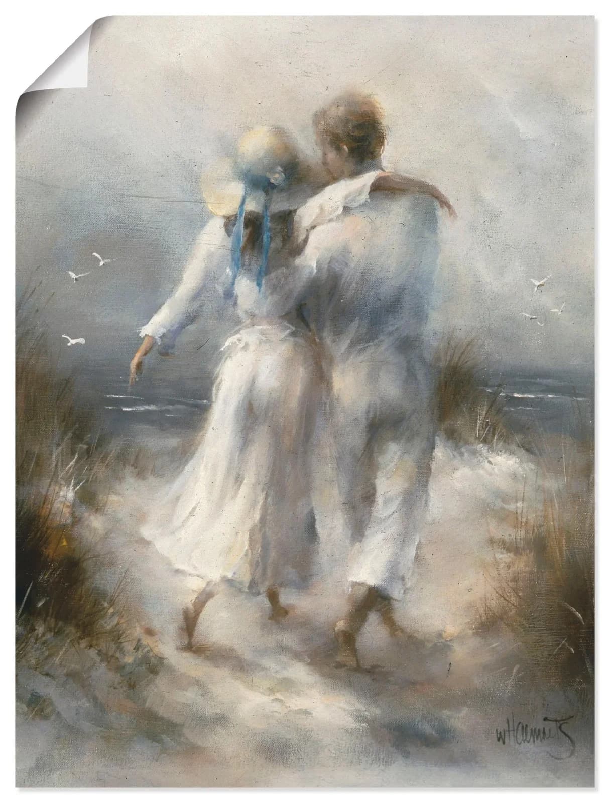 Artland Wandbild Romantik Grau Leinwandbild