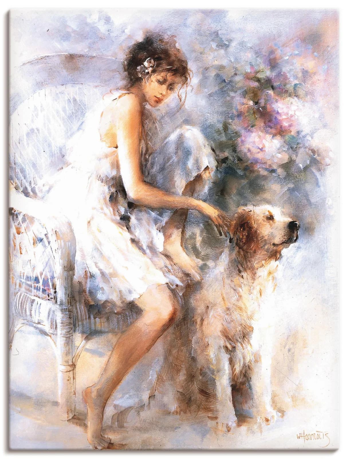 ARTLAND Leinwandbild Freundschaft Beige auf Holzrahmen