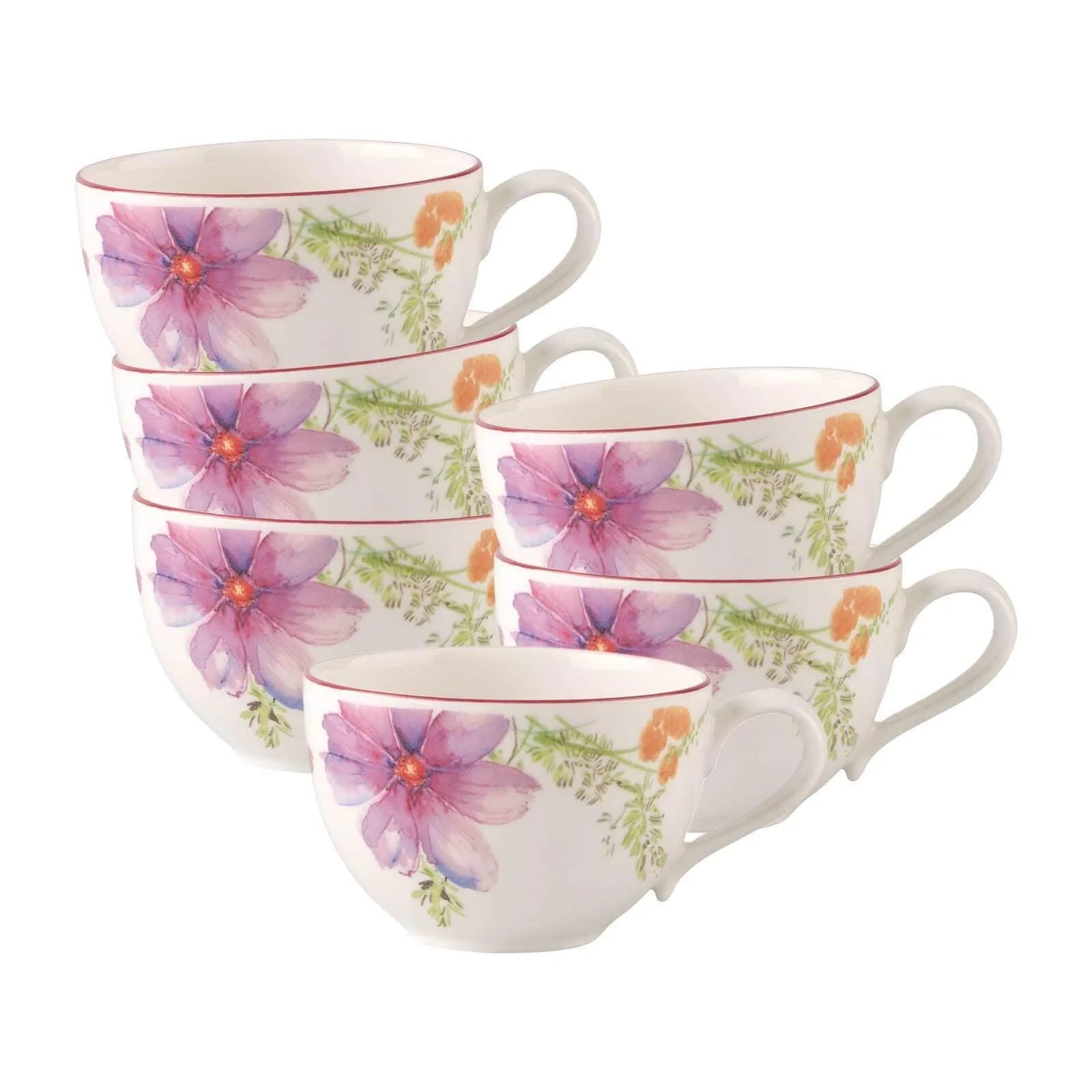 Villeroy & Boch Frühstückstassen Mariefleur Basic 6er Set Bunt Porzellan