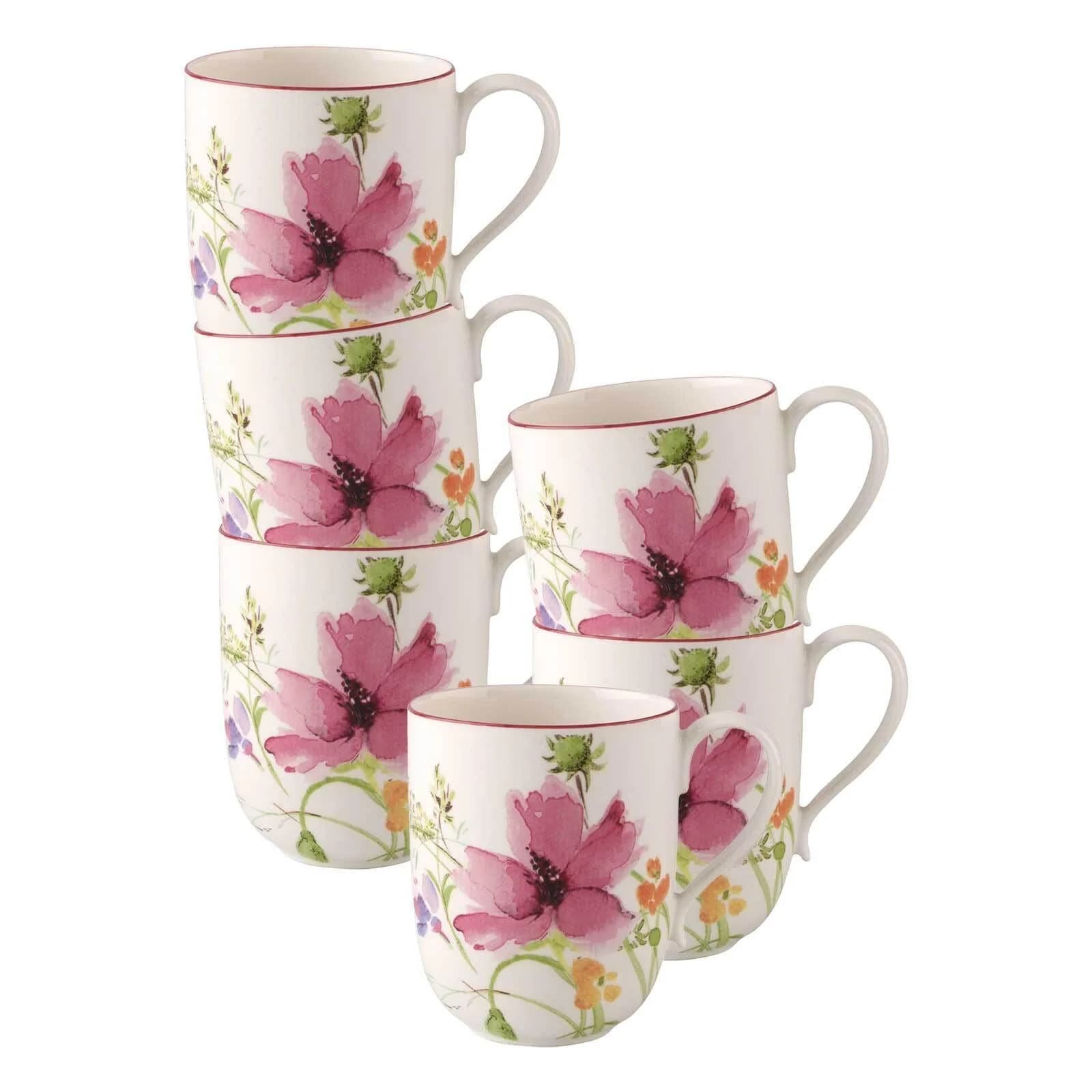 Villeroy & Boch Latte Macchiato Becher Mariefleur Basic 370 ml 6er Set Bunt
