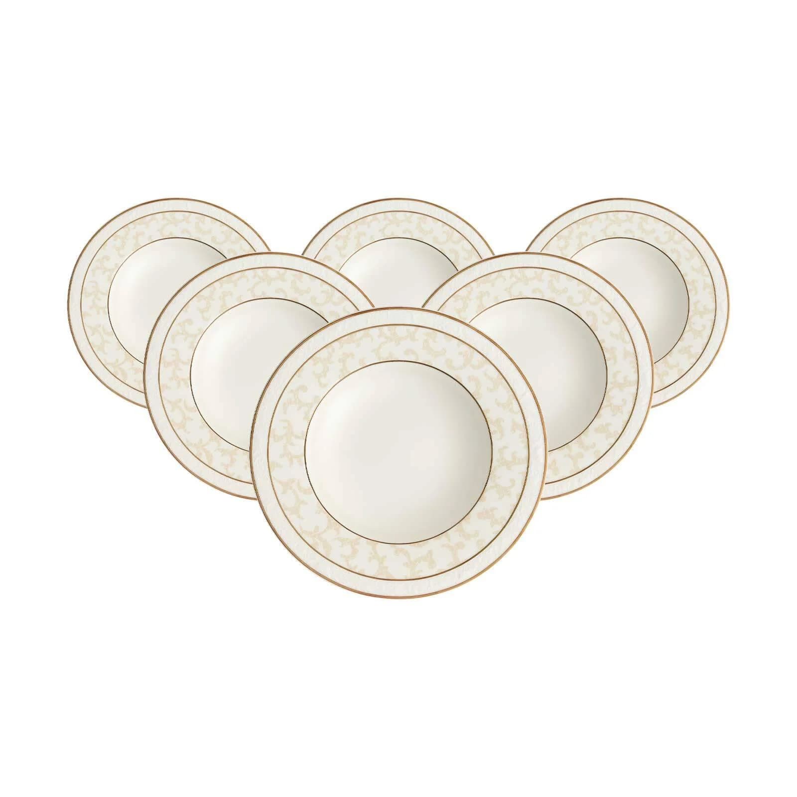 Villeroy & Boch Suppenteller Ivoire 6er Set Weiß-Gold 24,8 cm