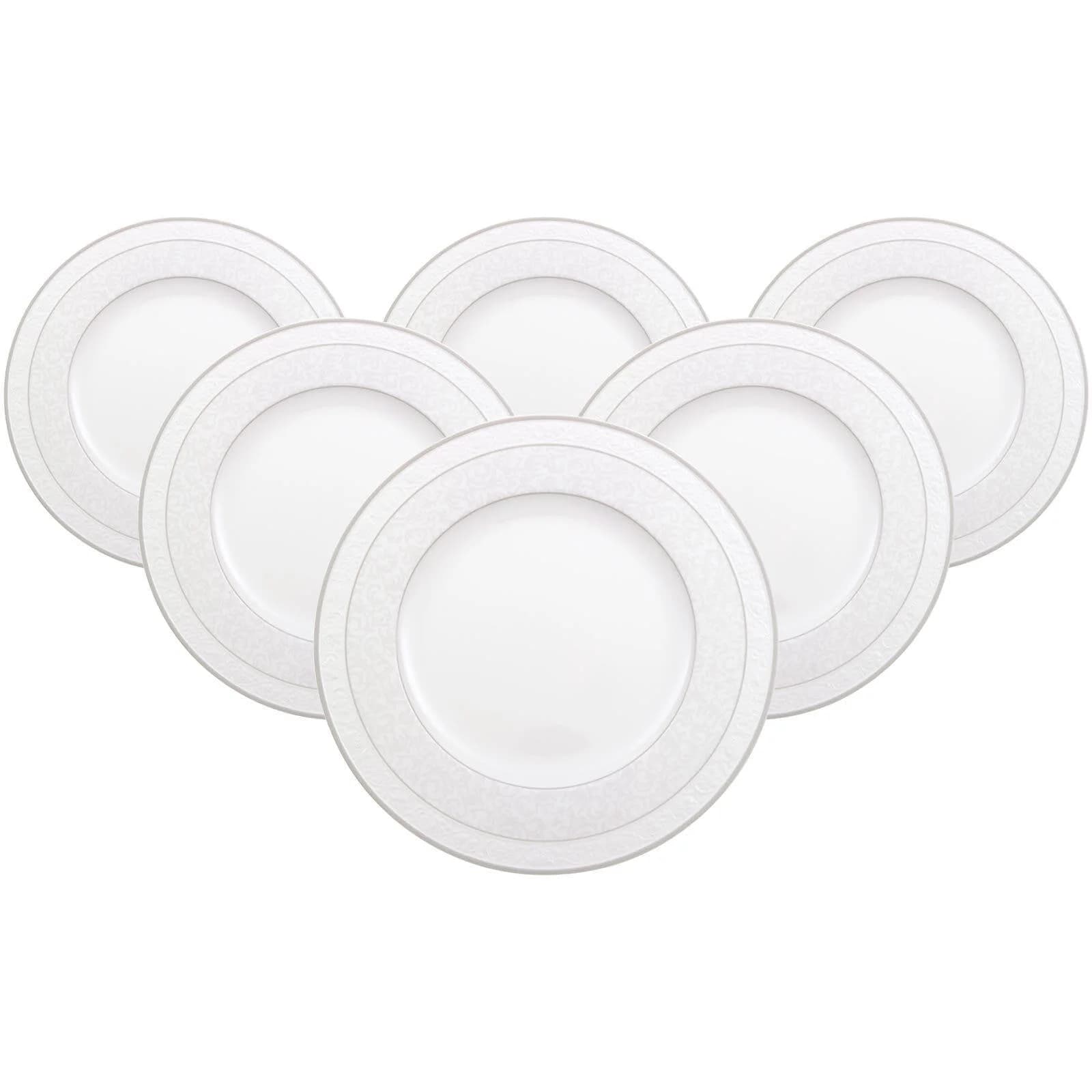 Villeroy & Boch Gray Pearl Speiseteller 6er Set Weiß Premium Bone Porzellan