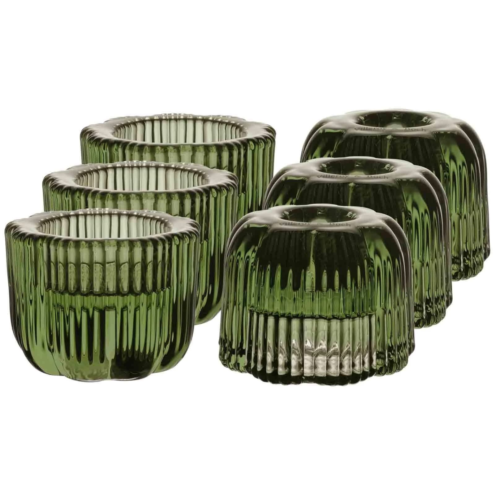 Villeroy & Boch Kerzenhalter Fleur 6er Set Grün Glas