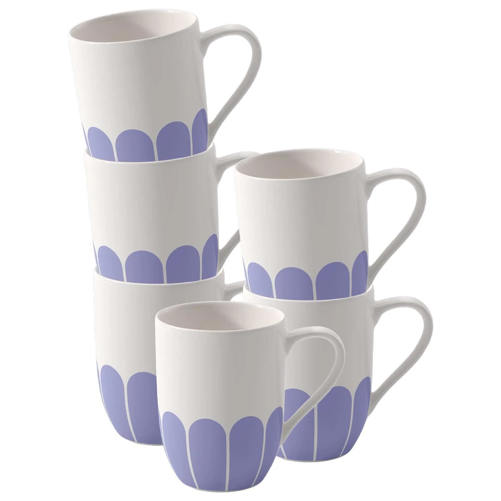 Villeroy & Boch Henkelbecher Fleur Couleur 290 ml 6er Set Blau Porzellan