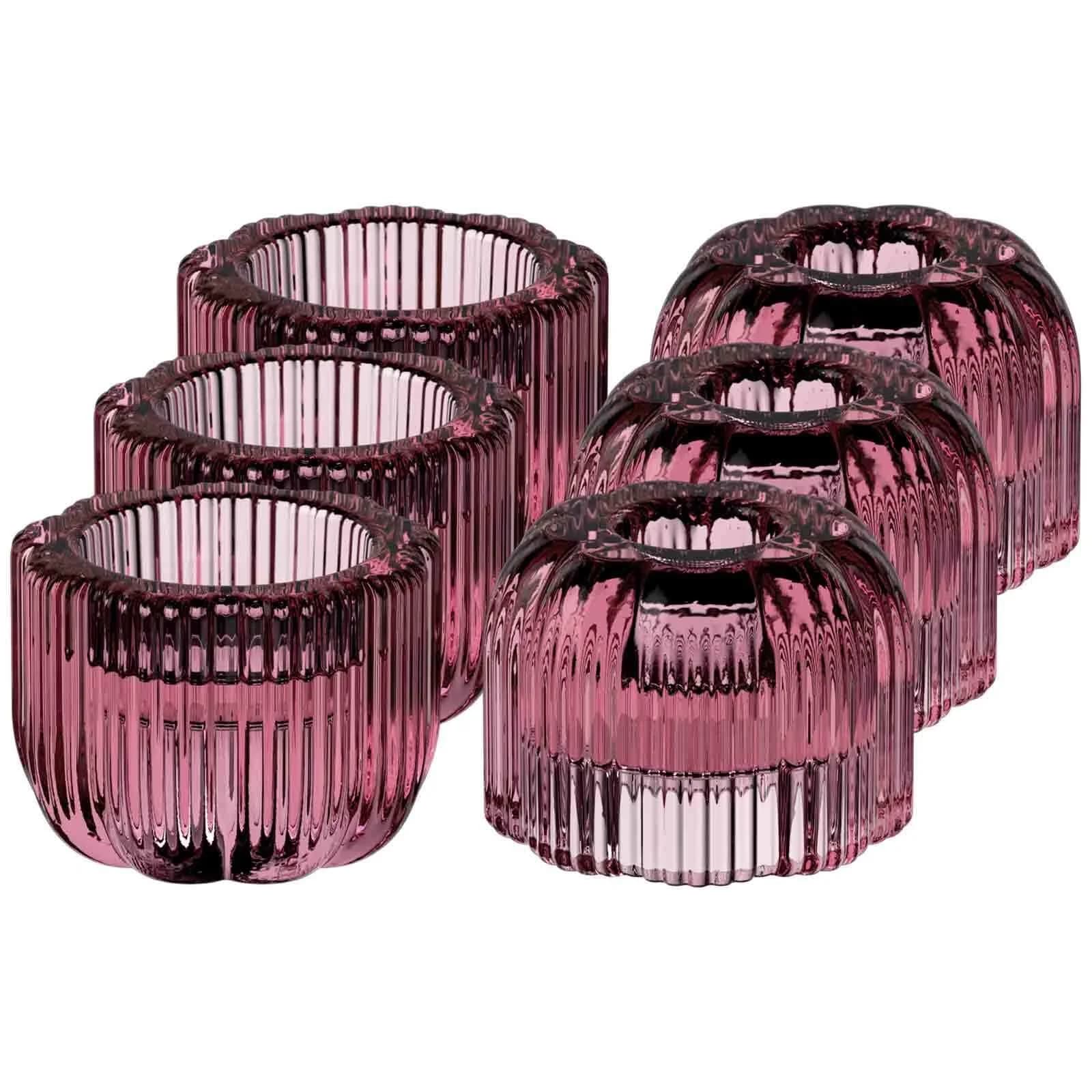 Villeroy & Boch Fleur Kerzenständer 6er Set Pink Glas