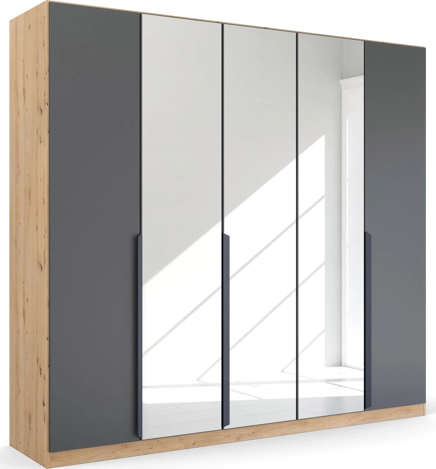 Rauch Kleiderschrank Quadra Spin Drehtürenschrank Eiche Artisan Grau Metallic