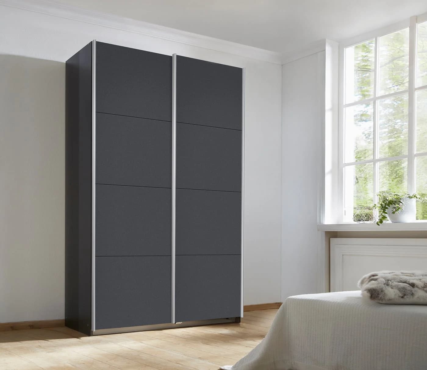 OTTO HOME THANOS Schwebetürenschrank Grau Metallgriffe - Bild 1