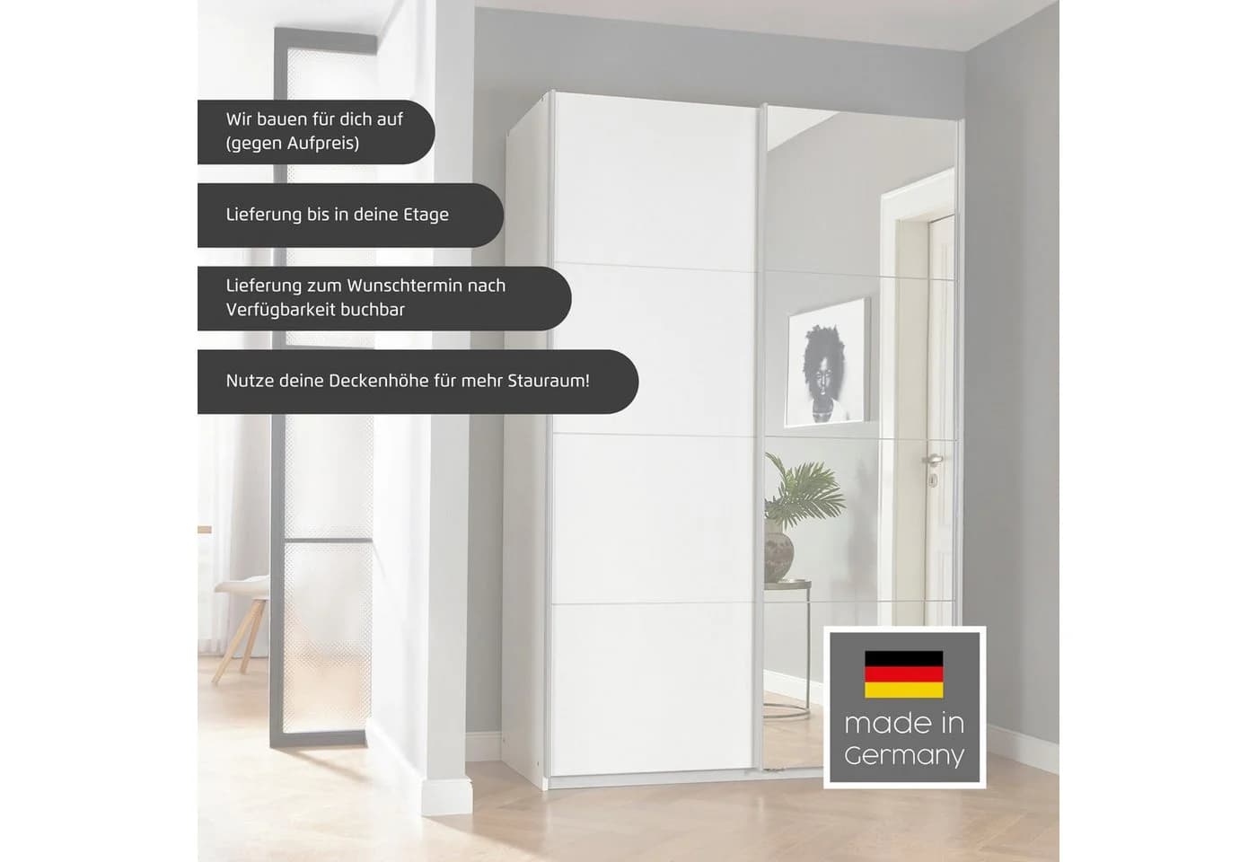 OTTO HOME THANOS Schwebetürenschrank Grau Metallgriffe - Bild 3