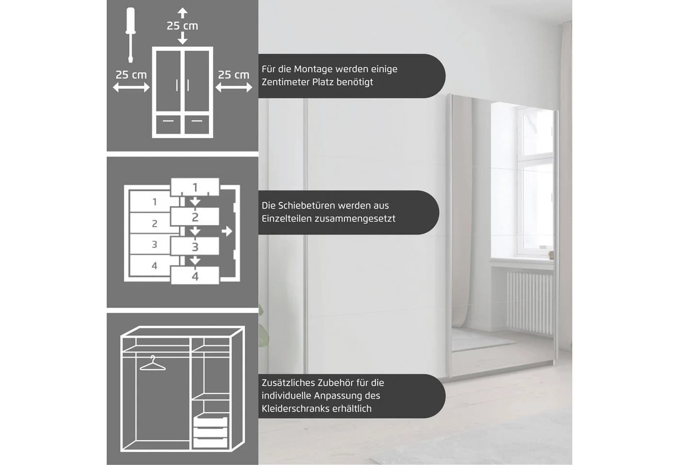 OTTO HOME THANOS Schwebetürenschrank Grau Metallgriffe - Bild 4