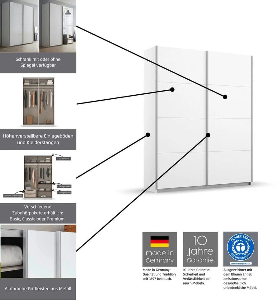 OTTO HOME THANOS Schwebetürenschrank Grau Metallgriffe - Bild 5
