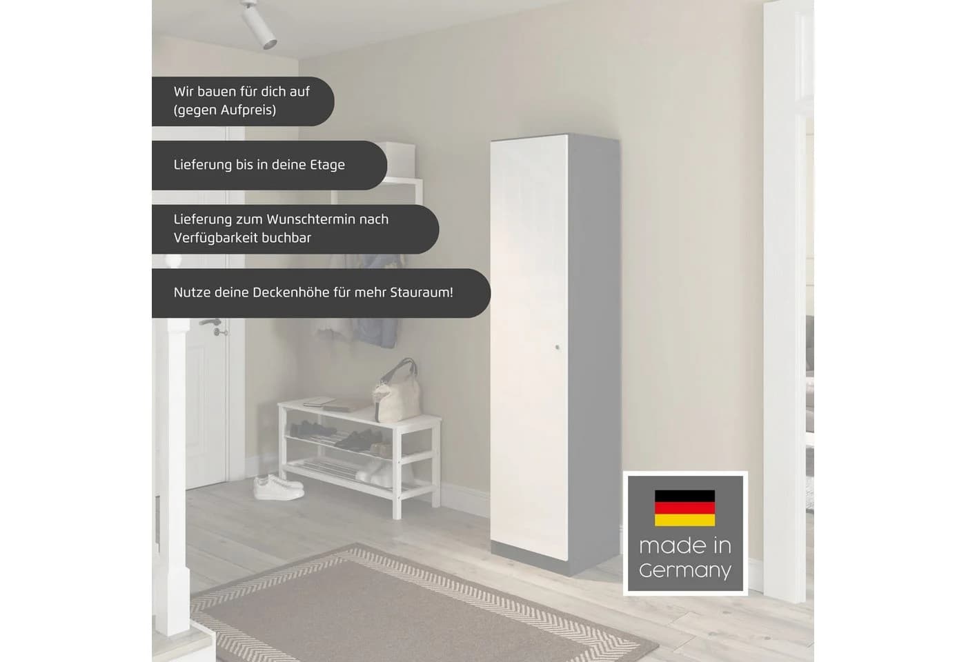 Mehrzweckschrank RAUCH Garderobe Kleiderschrank Schuhschrank Putzschrank MINOSA Alpinweiß - Bild 3