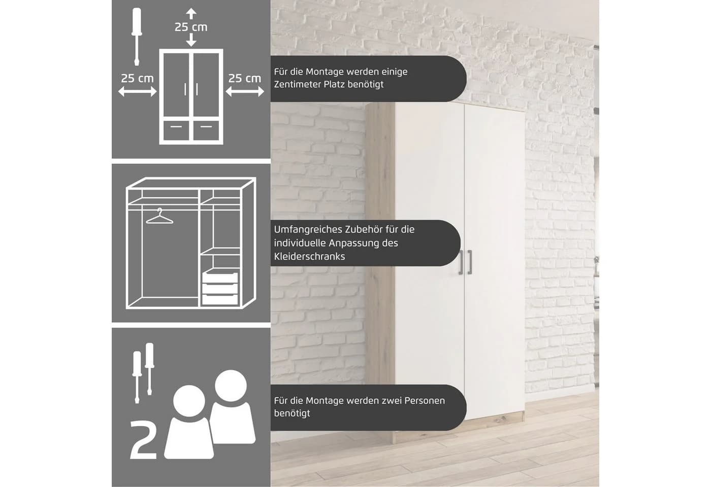 Mehrzweckschrank RAUCH Garderobe Kleiderschrank Schuhschrank Putzschrank MINOSA Alpinweiß - Bild 4