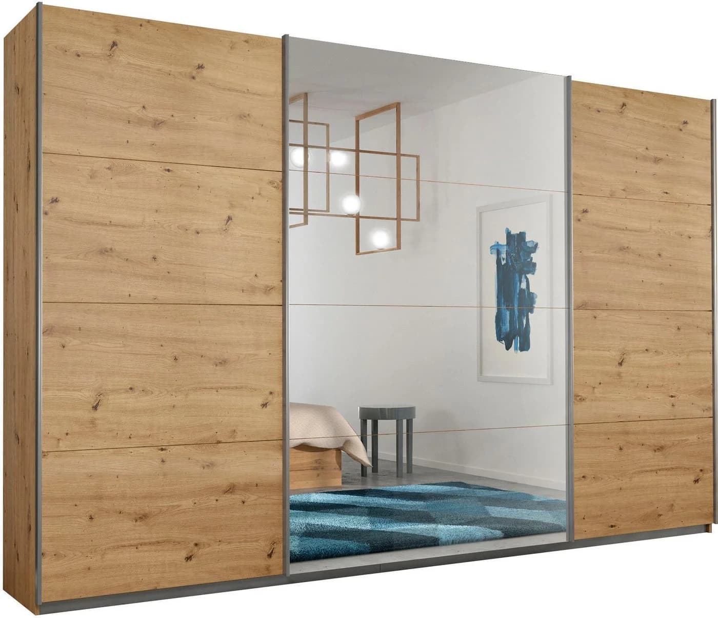 Rauch Schwebetürenschrank CORTONA Eiche Artisan mit Soft-Close - Bild 2