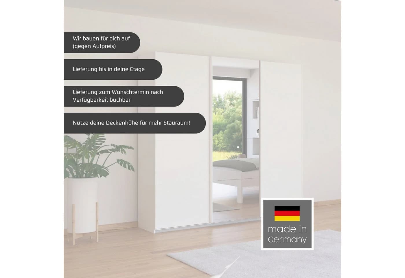 Rauch Schwebetürenschrank Oteli Grau mit 3 Innenschubladen - Bild 3