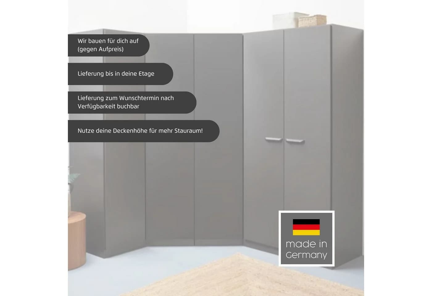 RAUCH VANDOR Schrank-Set 5-türig Grau Metallgriffe Made in Germany - Bild 3
