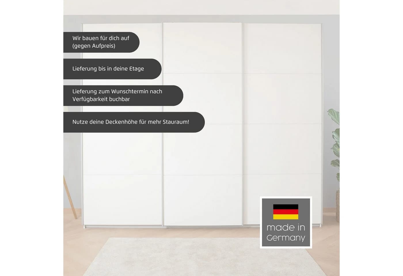 Rauch KOLUNA Schwebetürenschrank Hochglanz Weiß - Bild 3