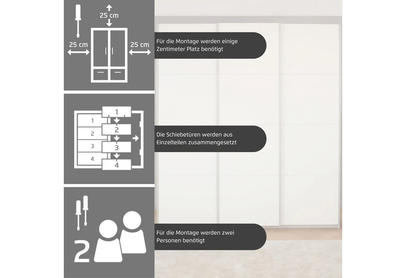 Rauch KOLUNA Schwebetürenschrank Hochglanz Weiß - Bild 5