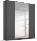 Rauch Kleiderschrank KOLUNA Grau mit Spiegeltüren und Schubladen Bild 1