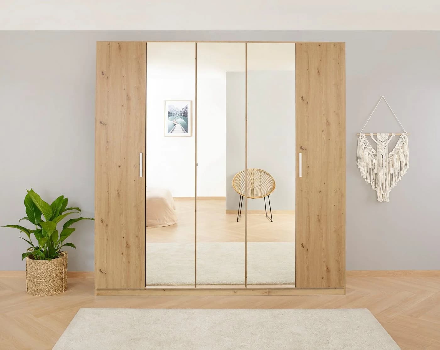 RAUCH KOLUNA Kleiderschrank mit Spiegeltüren Eiche Artisan - Bild 2