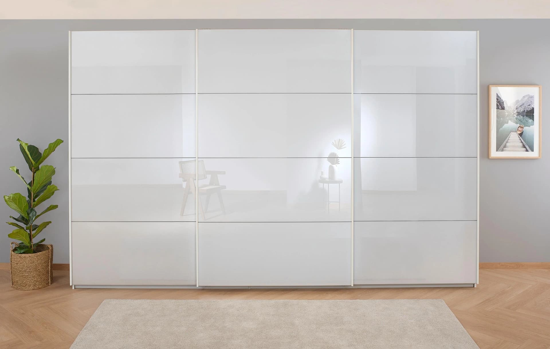 RAUCH KOLUNA Schwebetürenschrank Weiß Glasfront