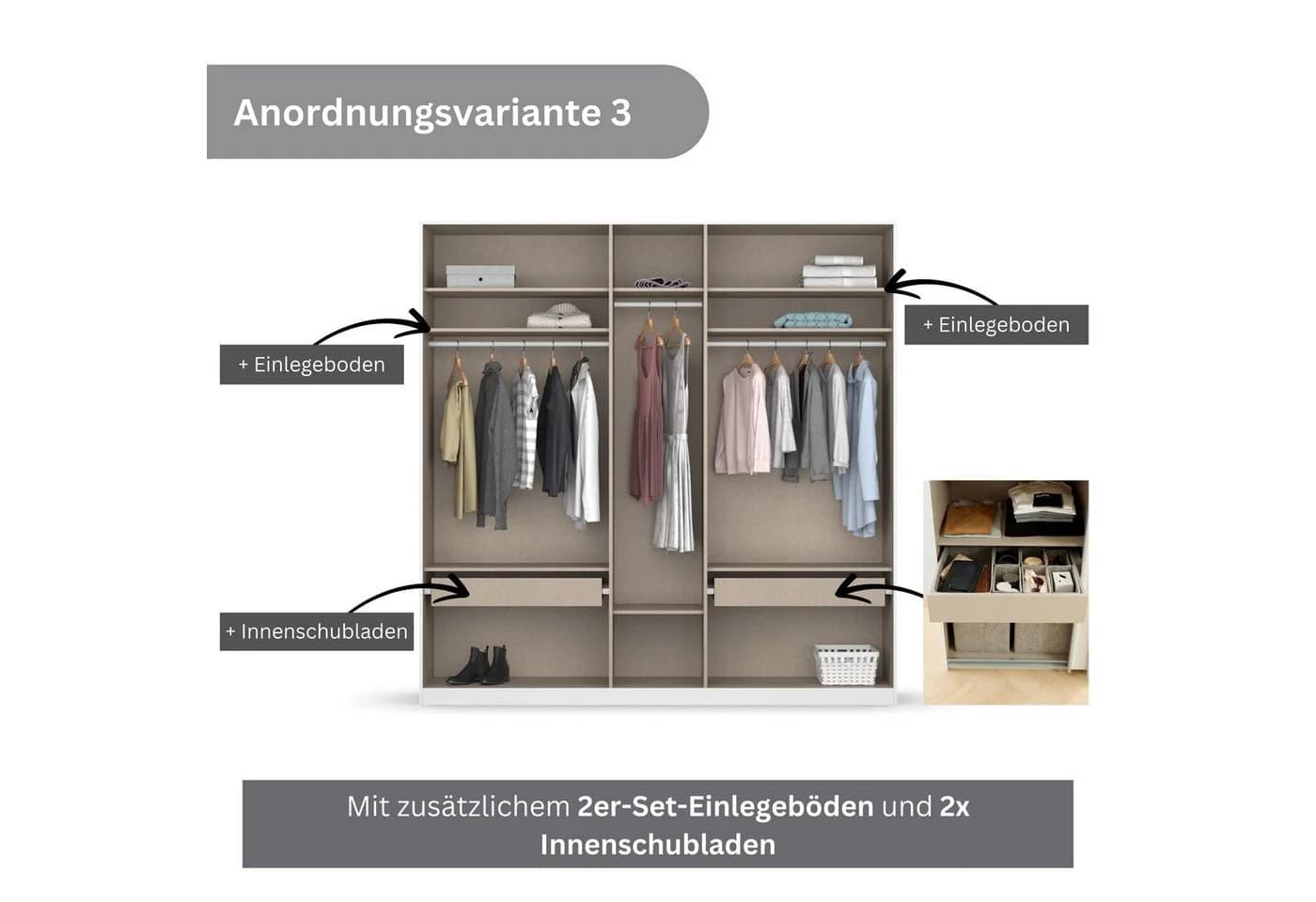 RAUCH KOLUNA Drehtürenschrank mit Glasfront und Spiegeltüren - Bild 4
