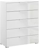 Rauch Schubkastenkommode SKAT MERIDIAN 5 Schubladen Glasfront Alpinweiß Bild 2