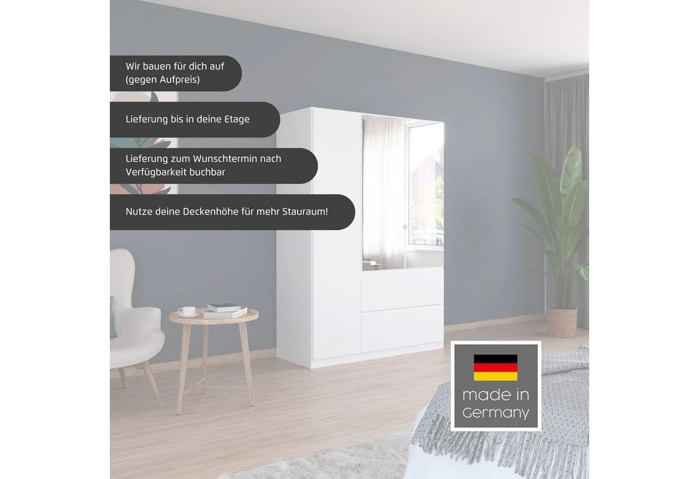 Rauch Costa Drehtürenschrank Grau Push-to-Open - Bild 4