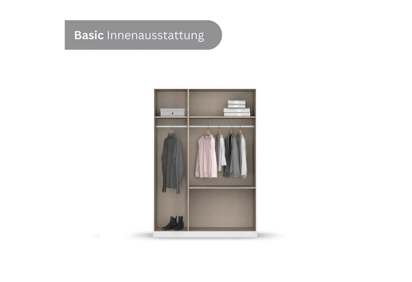 Rauch Costa Kleiderschrank Alpinweiß Grau Push-to-Open - Bild 3