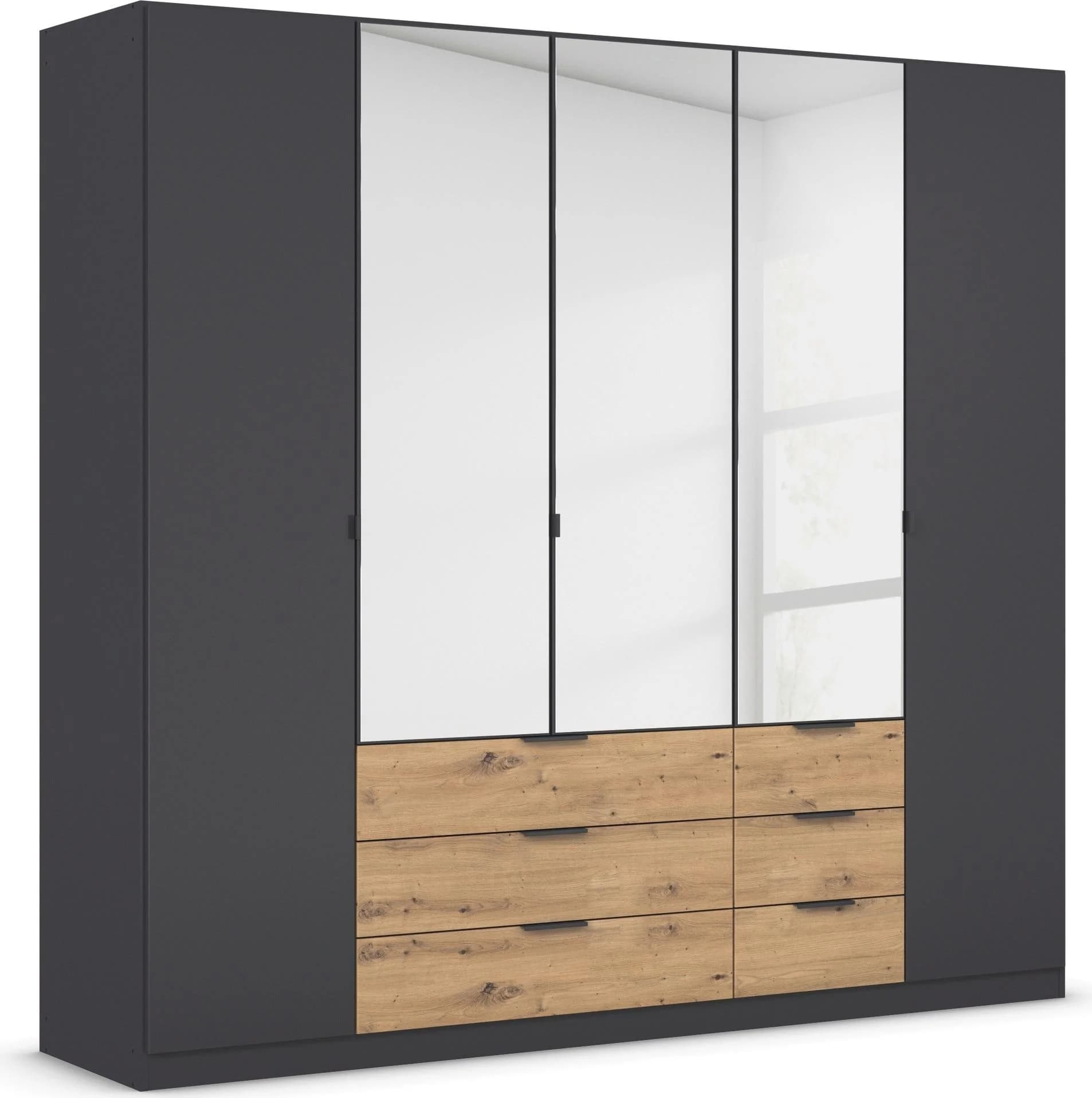 Rauch DAVOA Drehtürenschrank Grau Eiche Artisan mit Schubkästen