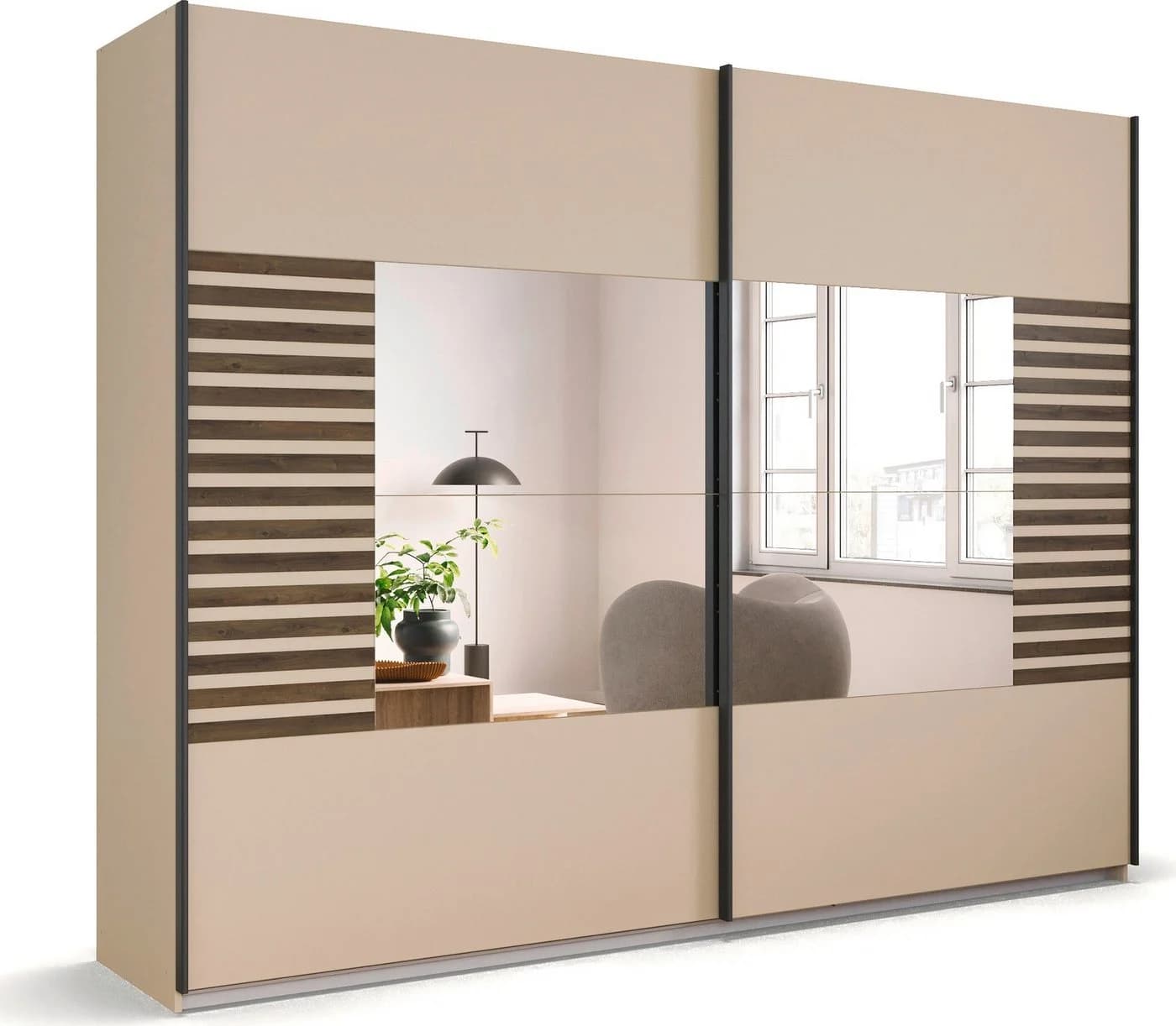 Rauch Schwebetürenschrank BAREA Beige Braun Modern mit Spiegel - Bild 2