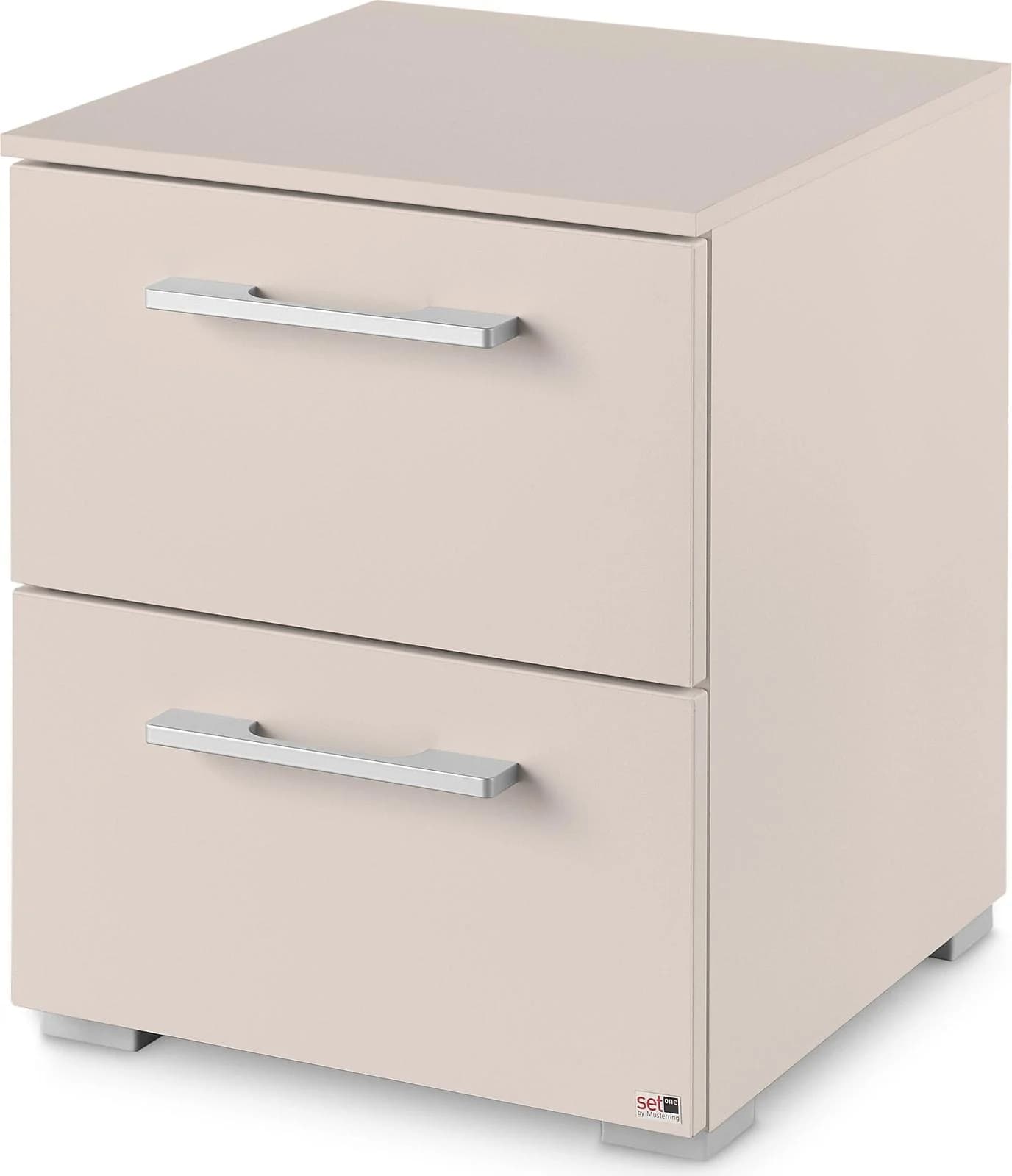 Nachtkommode Henderson Beige 2 Schubladen Metallgriffe
