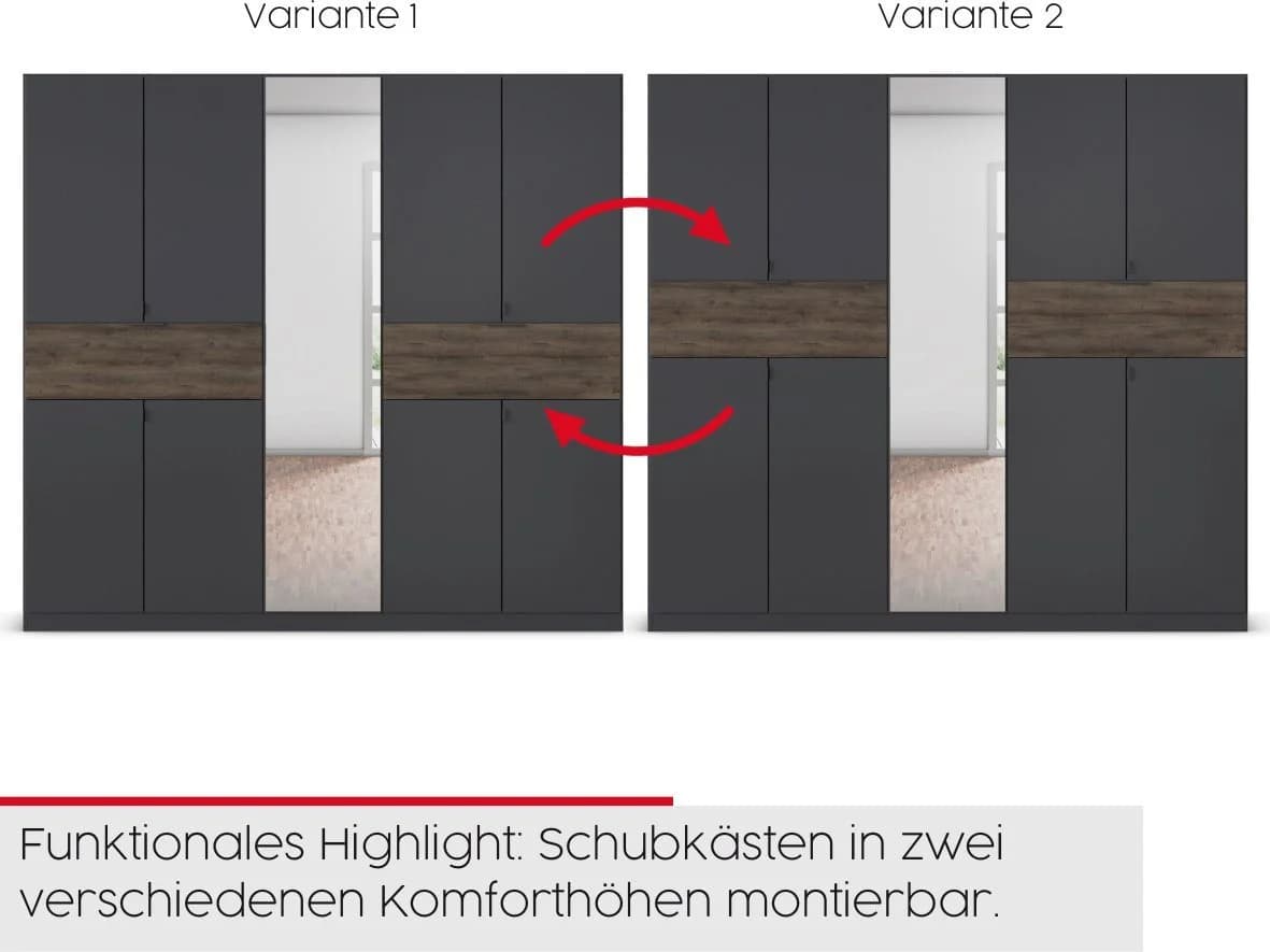 Rauch TICAO Drehtürenschrank Alpinweiß mit Schubladen - Bild 4