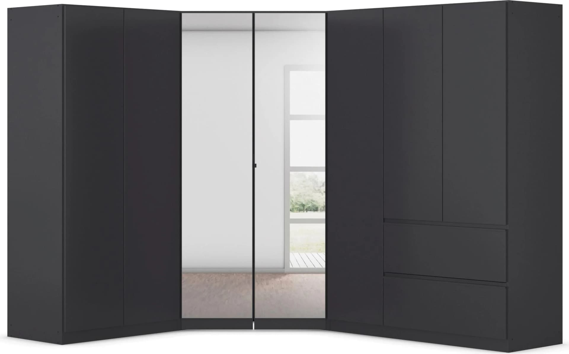 Rauch Costa Schrank-Set Grau Push-to-Open mit Spiegel