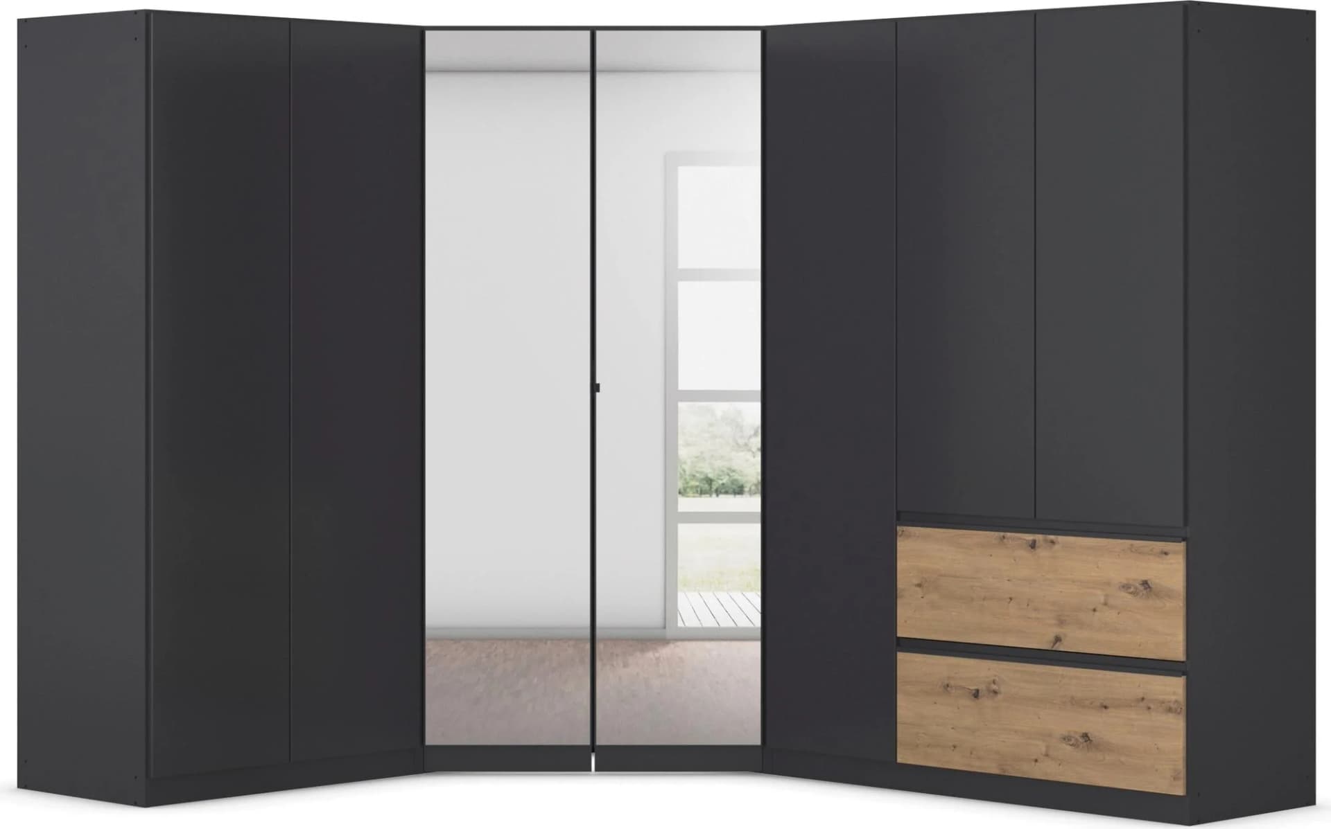 RAUCH Costa Schrank-Set Grau Metallisch Eiche Artisan Push-to-Open
