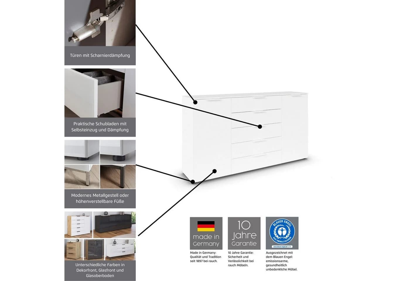 Rauch Nachttisch FLIPP mit 3 Schubladen Soft-Close - Bild 3