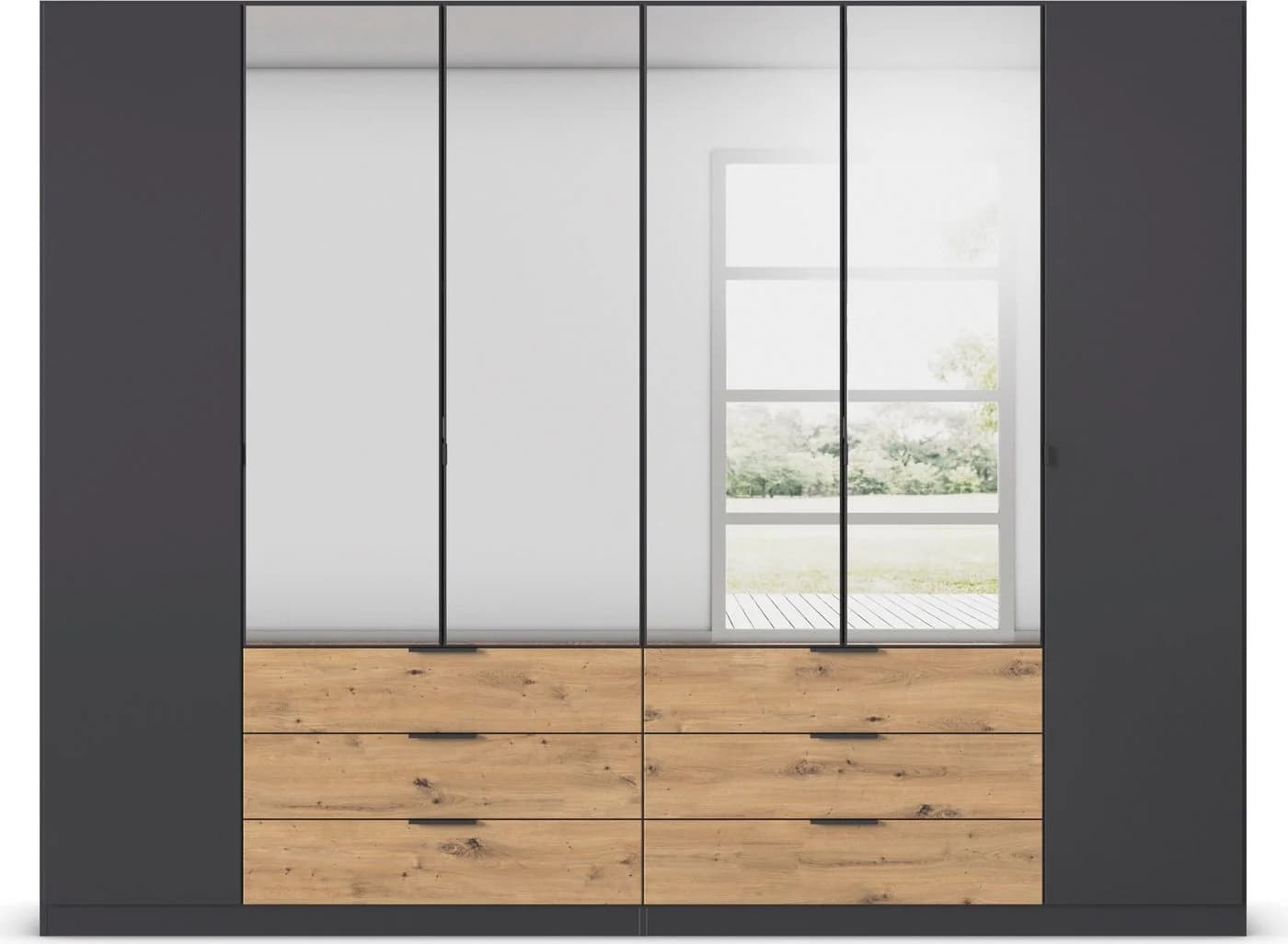 Rauch DAVOA Drehtürenschrank Grau Eiche Artisan - Bild 3