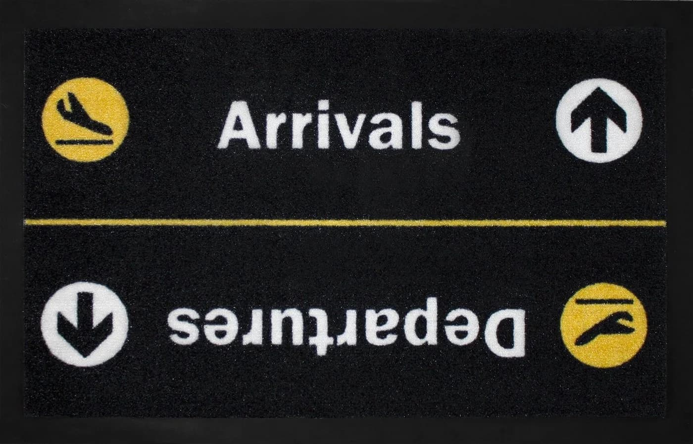 Close Up Fußmatte Arrivals/Departures Schwarz/Weiß/Gelb