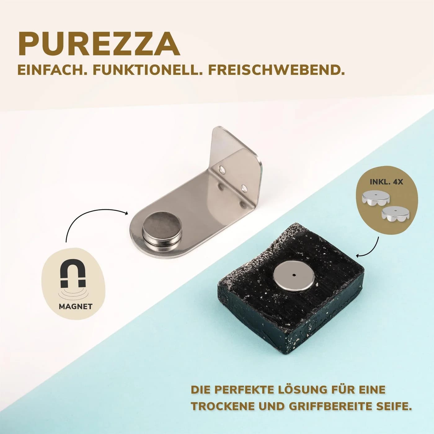 bremermann Magnet-Seifenhalter PUREZZA 2er-Set Edelstahl Hochglanz - Bild 3