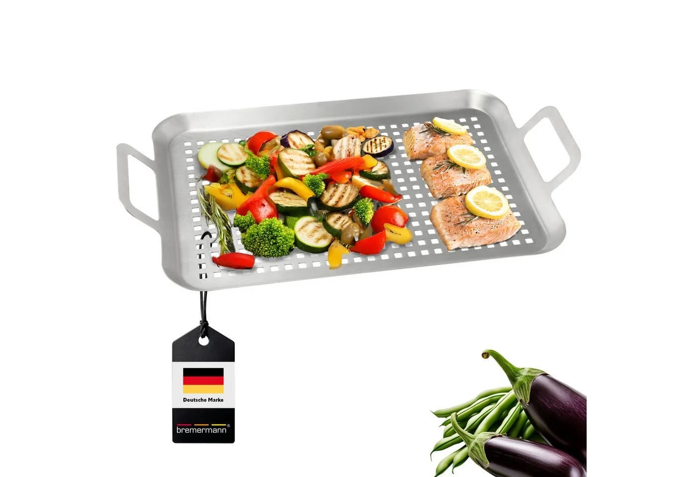 bremermann Grillplatte Edelstahl 43x25x5 cm Grillkorb Grillpfanne - Bild 2