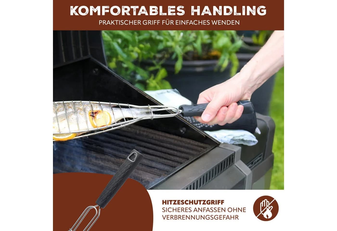 bremermann Fisch-Grillhalter 4er Set Edelstahl Schwarz - Bild 5